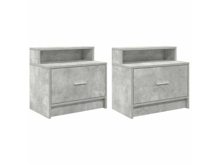 KUPTYERFG Nachttisch 2er Set Betongrau 51x31x47cm mit Schublade Zweiteiliges Nachtkommoden-Set in modernem Betongrau mit Schublade und Ablagefach für ein ordentliches Schlafzimmer.