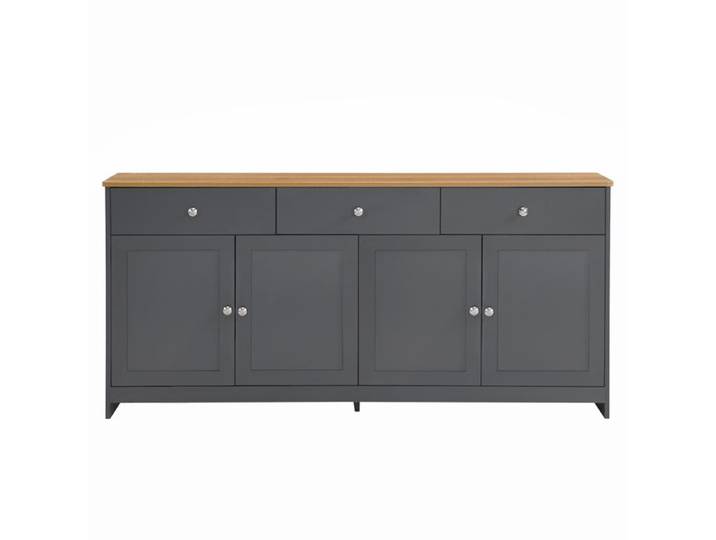 Armoire buffet de cuisine avec tiroir armoire de rangement avec étagère réglable buffet en bois pour salle à manger Noir+Gris