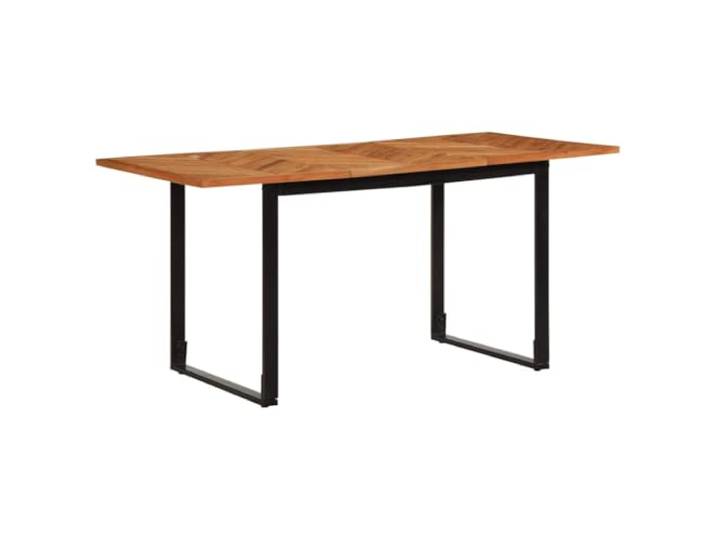 GHVBNMF Esstisch 160x80x75 cm Massivholz Akazie Küchentisch Holz Robuster Küchentisch aus naturbelassenem Holz mit schwarzem Stahlgestell für modernes Esszimmer und Wohnbereich.