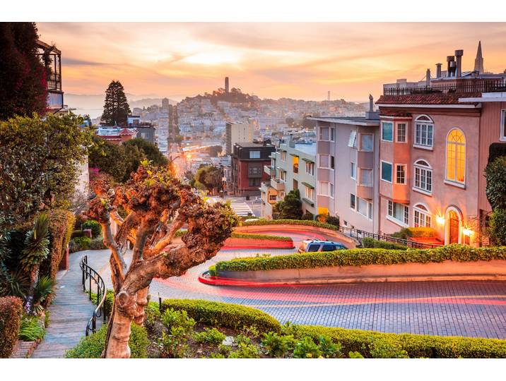 Fototapete PAPERMOON Lombard Street in San Francisco , bunt, B:2,5m L:1,86m, Vlies, Tapeten, Fototapete