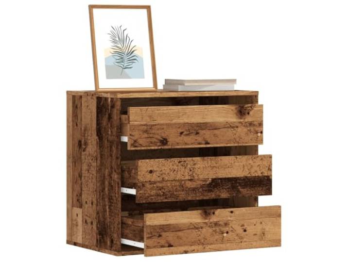 smnyxs Eckkommode, Altholz, 60 x 41 x 58 cm, Ingenieurholz 3 Schubladen, Wandbefestigung im Lieferumfang enthalten, zeitloser klassischer Stil, glatte Oberfläche, pflegeleicht
