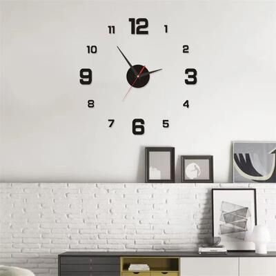 Inspired Finds Luminous Digital Wall Clock Silent DIY 3D Stereo Design For Living Room & Bedroom Decor black 40cm