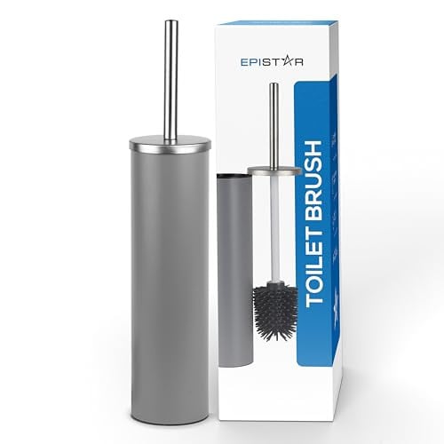 EPISTAR Toiletborstel met houder en siliconen borstelkop, grijs