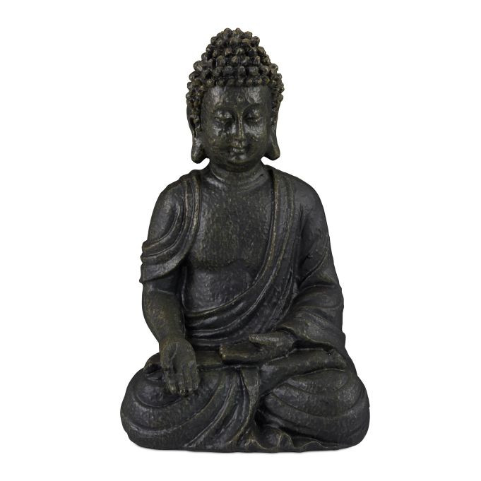 Relaxdays Boeddha beeld zittend voor op tafel, 18 cm