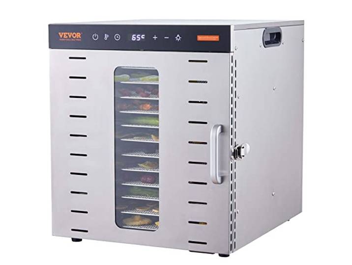VEVOR Déshydrateur Alimentaire Électrique 10 Plateaux Inox 1 kW Déshydrateur de Fruits et Légumes Température Réglable 30-90 ℃ Minuterie 48 h Machine à Sécher les Fruits Séchage Aliment Viande Poisson