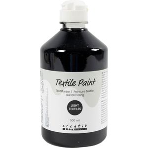 Creativ-Company Stoffmalfarben Textilfarbe, schwarz, für helle Textilien, waschfest bis 40°C, 500ml