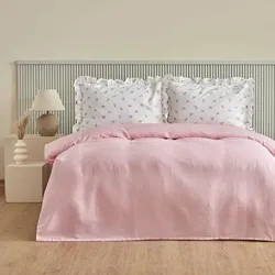 Karaca Lidya Bettwäsche-Set aus 100 % Baumwolle, Einzelbett, Rosa
