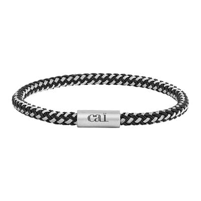 Armband CAÏ "Lederarmband schwarz 21cm", schwarz, Armbänder, Herren, 21cm, Edelstahl, glänzend, Armband