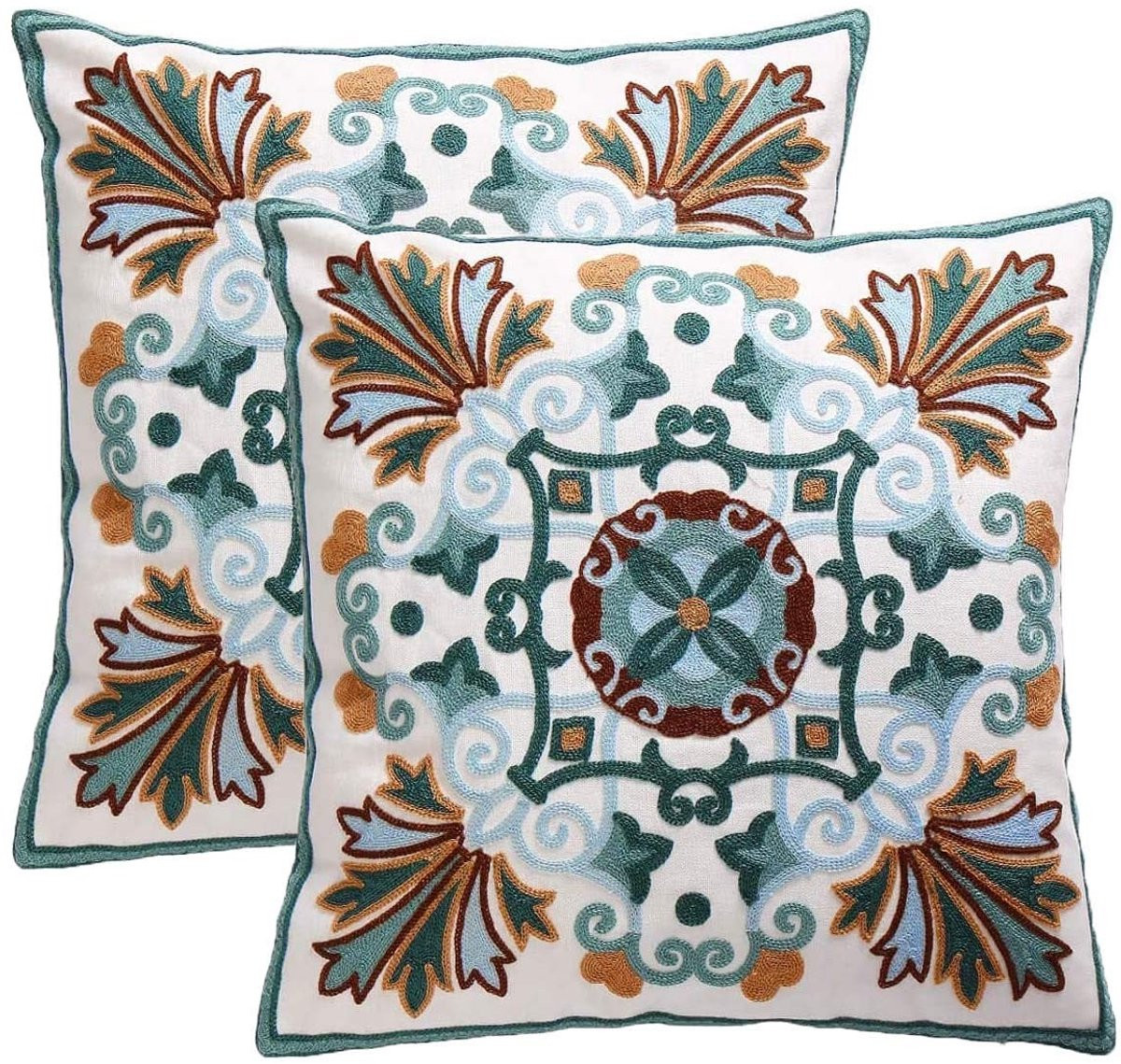 Omgoods Jacquard kussenhoes met bloemenpatroon 45 x 45 cm