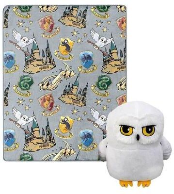Warner Brothers Harry Potter Hedwig Magic Silk Touch Throw Blanket with Plush Hugger