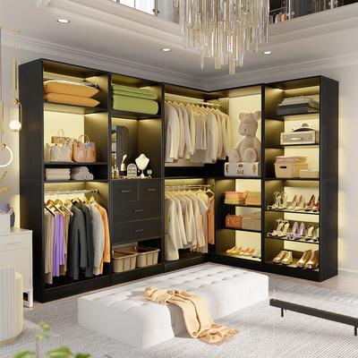Rackcog Cimly 111'' Set of 4 Freestanding Closet Organizer, Space-saving Corner Closet System with Shoe Rack