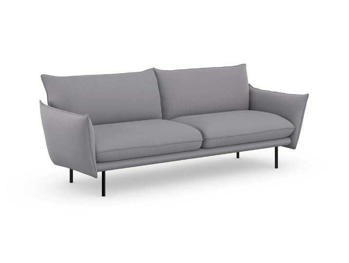 3-Sitzer OTTO HOME Stine , grau (hellgrau), B:226cm H:86cm T:86cm, Struktur (100% Polyester);Struktur weich (85% Polyester/15% Nylon);Samtoptik (100% Polyester), Sofas, Besonderes Design durch Kissenoptik und Keder