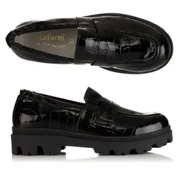 VITAFORM Damen-Slipper Lackstretch Krokoprägung Sohle Finja