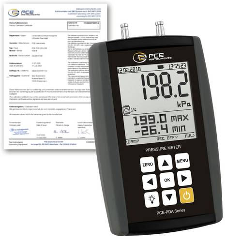 PCE Instruments PCE-PDA 100L-ICA Druck-Messgerät kalibriert (ISO) Luftdruck, Nicht aggressive Gase 0 - 50°C mit