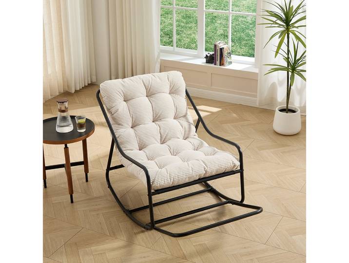 Odikalo Schaukelsessel Outdoor-Indoor Schaukelsessel,Komfortabler Loungesessel mit Kopfkissen, Robuste & Rostfreie Konstruktion, Schneller Aufbau in 30 Minuten