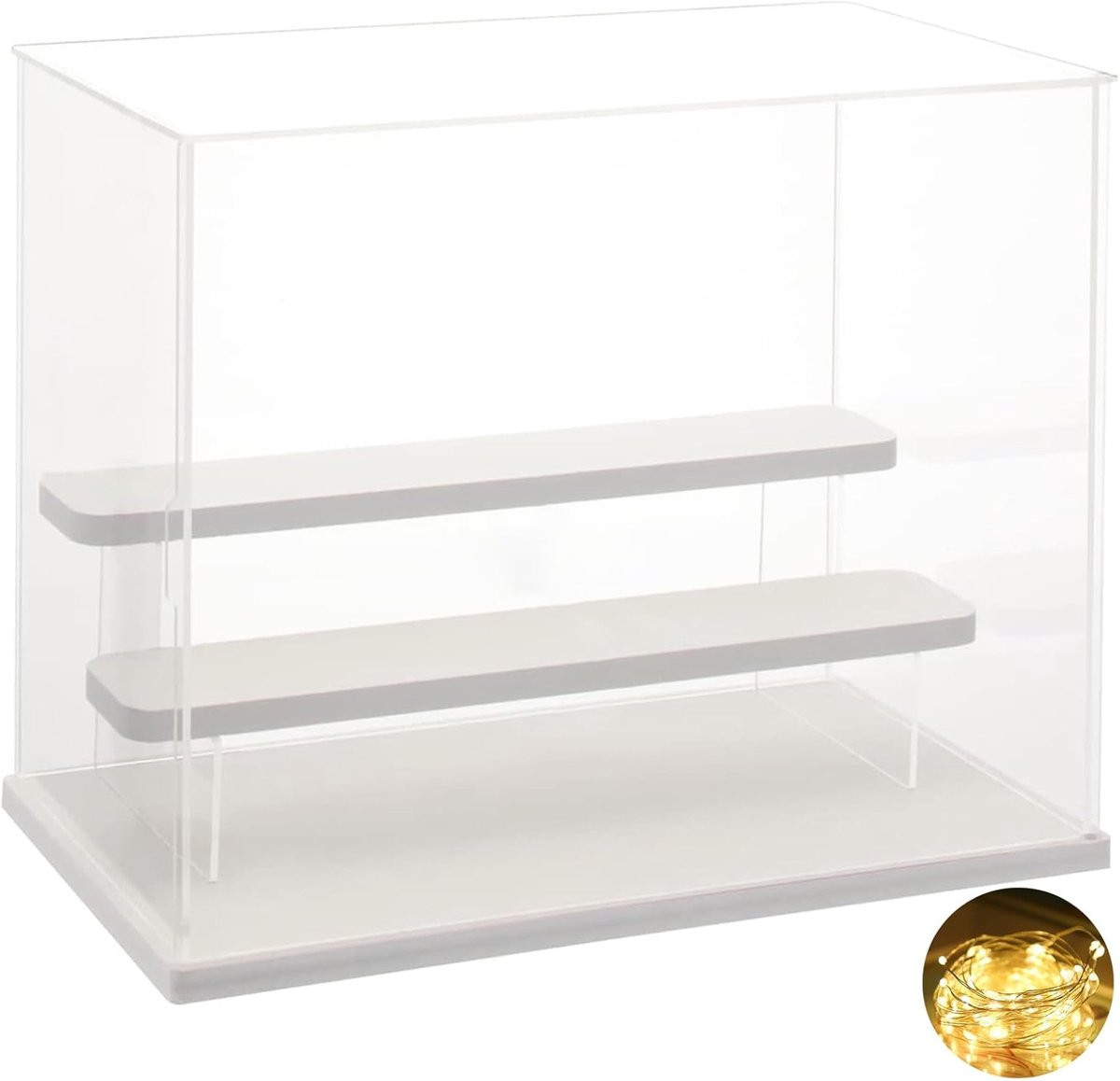 SnelShoppen Acryl Display Case voor Verzamelobjecten met 3 Niveaus, Stofdicht, 32 x 18 x 25 cm