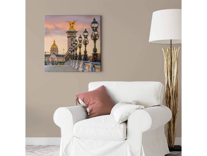 Impression sur toile Pont Alexandre Polyester PVC / Épicéa Beige 50 x 50cm