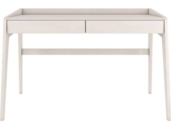 Lisa Holzbuche Schreibtisch mit erhöhten Rand/ Frisiertisch Schminktisch mit 2 Schubladen / Weiß