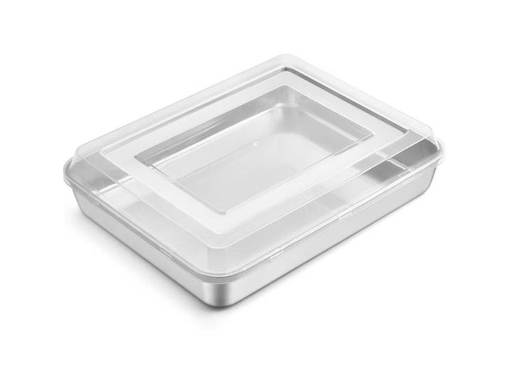 Backblech mit Deckel 31,6 x 24,6 x 5 cm, Silberfarben, Metall, 31.6x5x5 cm, Backen & Backzubehör, Backformen, Backbleche