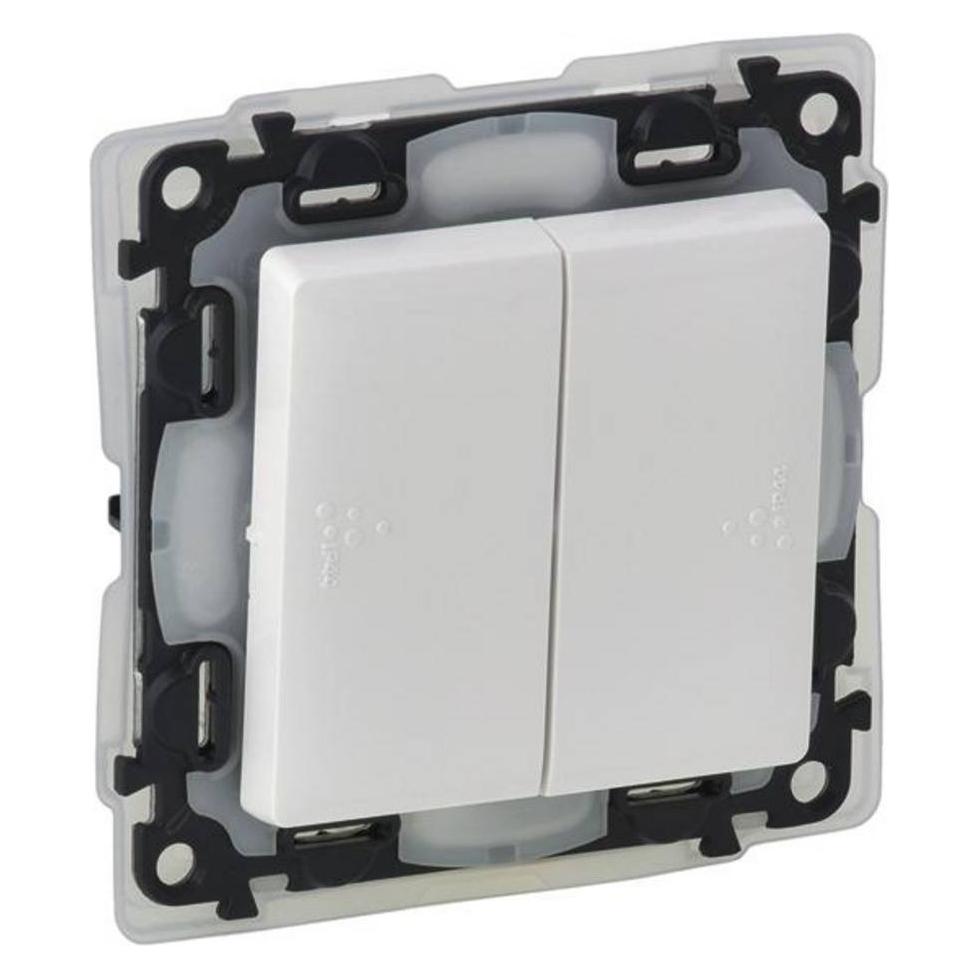 Legrand Valena Life doppelter hermetischer IP44 10AX Kerzenschalter weiss (752155) (752155)