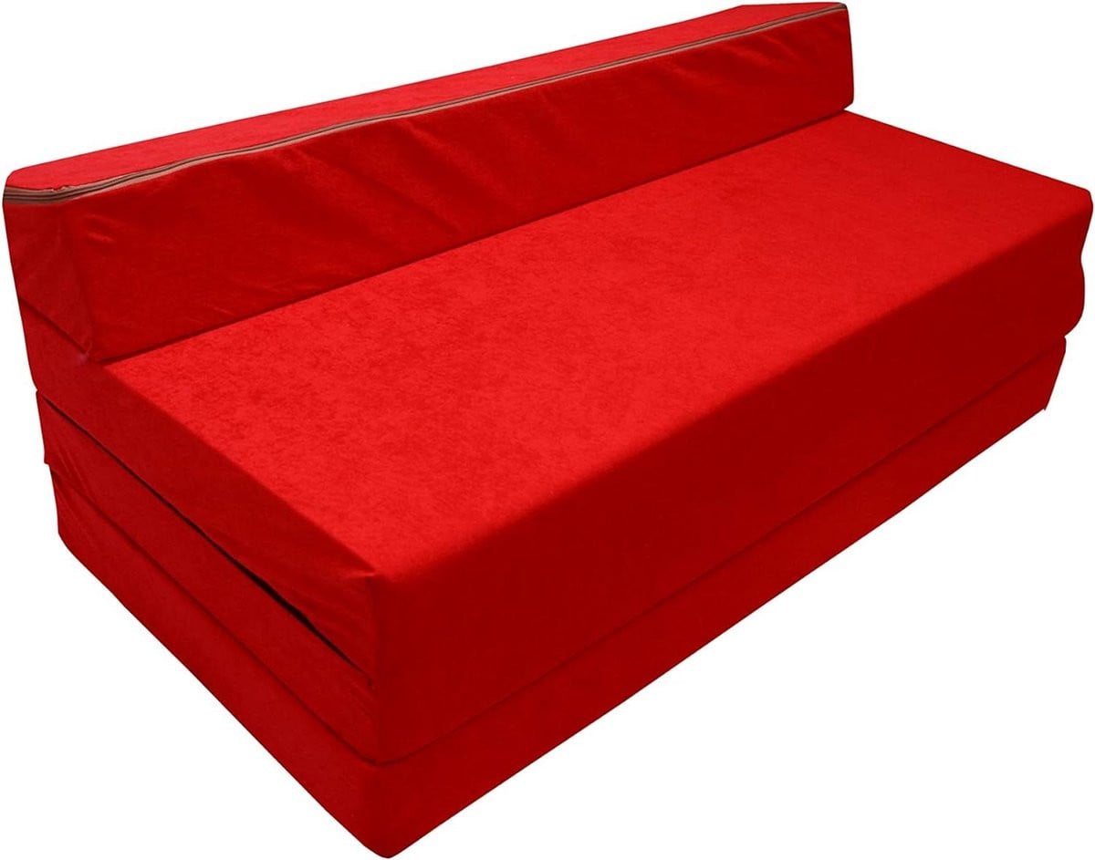 Natalia Spzoo Opvouwbare logeermatras met hoofdeinde, Rood, B/D/H: 200 x 120 x 10 cm