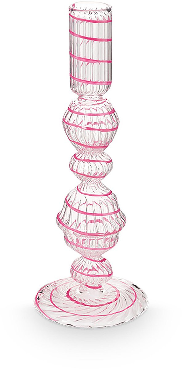 Pip Studio Glas Swirl Kandelaar Roze - 22 cm