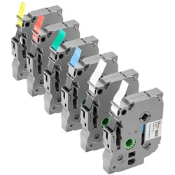 VEVOR Schriftand, 6er-Pack, 12 mm, farbig, kompatibel mit verschiedenen Typen von Brother P-Touch, PT-1230PC, PT-1280, PT-D200, PT-P400, für TZe-131 TZe-231 TZe-431 TZe-531 TZe-631 TZe-731