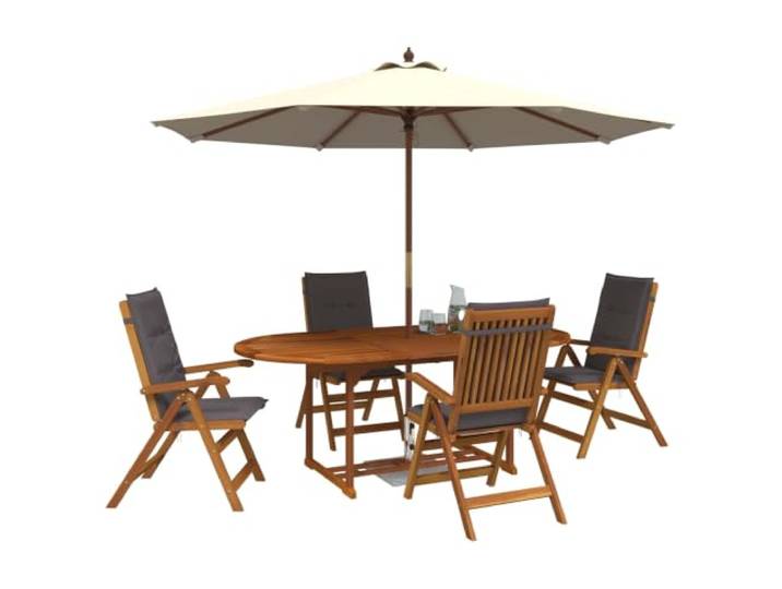vidaXL 5-teiliges Garten-Esszimmer-Set Natur Massivholz Akazie Langlebiges Material, ideal für Gartenessgruppen, Bietet ein glattes Finish mit starker Haftung, Einfaches und funktionales