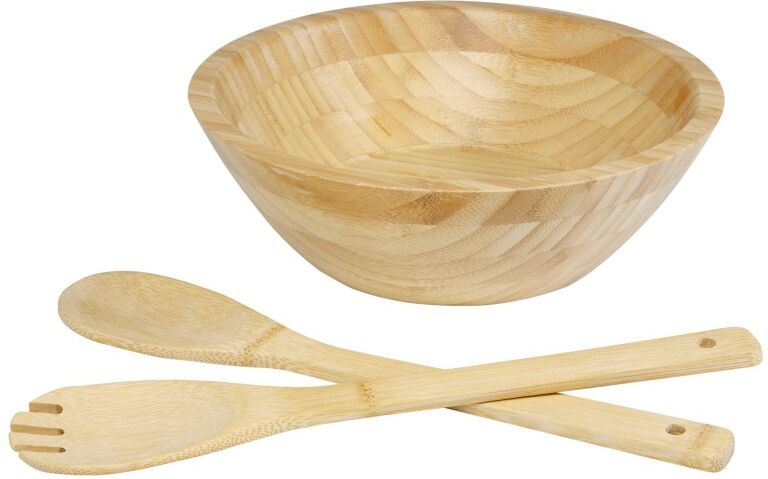 Saladier personnalisable en bambou avec couverts Argulls naturel