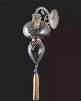 Zilveren glazen wandlamp in art deco stijl