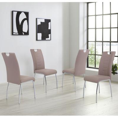 Esszimmerstuhl HELA "Andrea", braun (cappuccino, silberfarben), B:43cm H:100cm T:64cm, 97% Polyurethan, 3% Baumwolle;Kunstleder, Stühle, Esszimmerstuhl, 2 oder 4 Stück