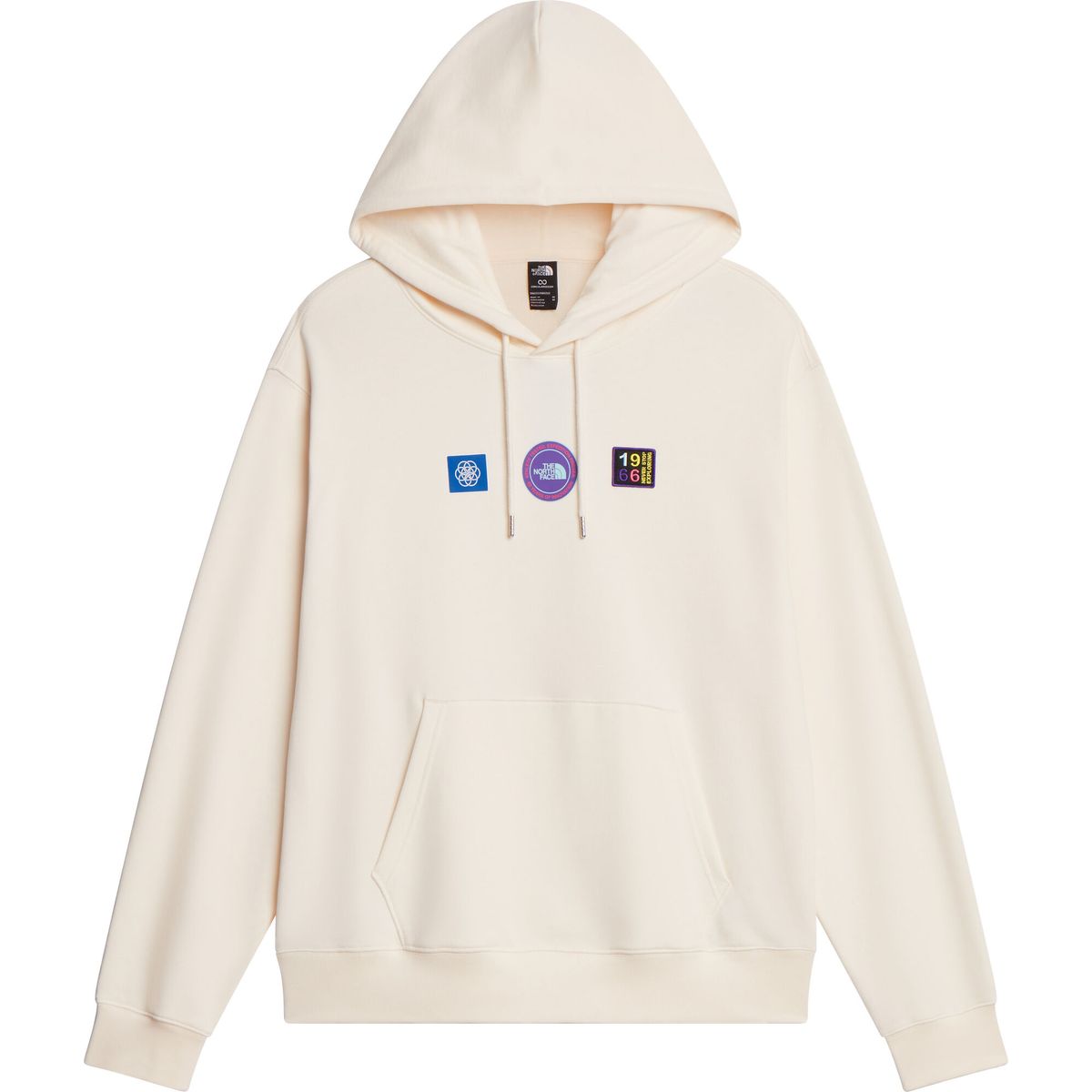 The North Face U Explorer Badges RLX Hoodie-graphic white dune (QLI) S NF0A8JA2QLI-S