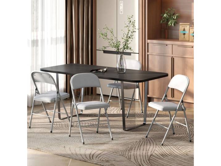 Chaise pliante - AKOZON - 11724 - Lot de 4 - Velours rembourré - Cadre acier