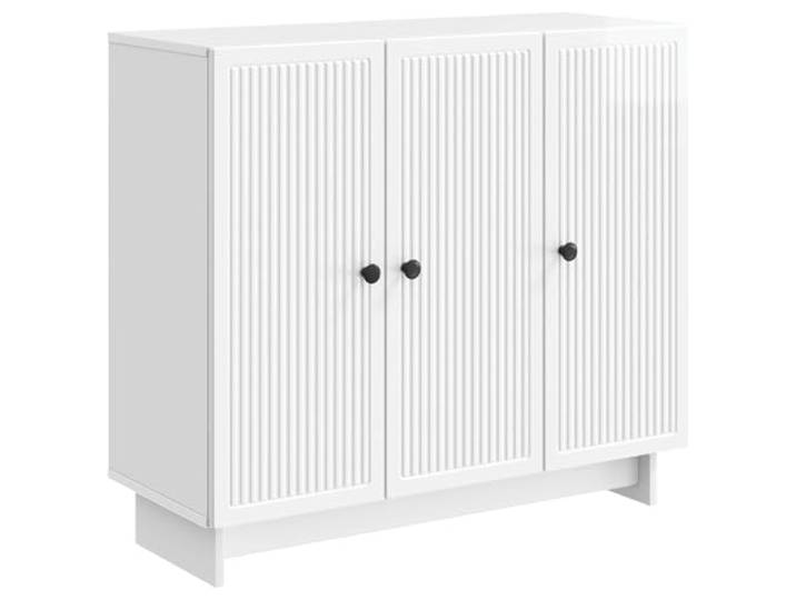 KGFHERENB Sideboard Hochglanz Weiß 89x34,5x80 cm Kommode mit 3 Türen Modernes Anrichte-Möbel für Wohnzimmer und Flur mit verstellbaren Böden und robuster Materialverarbeitung.