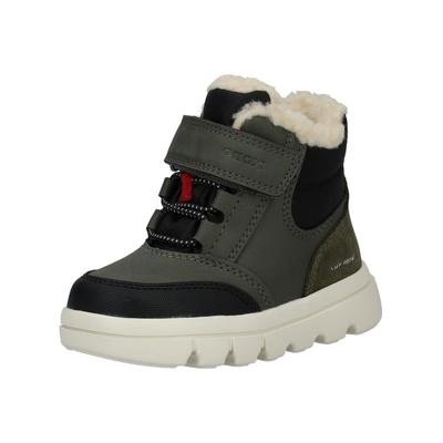 Schnürstiefelette GEOX "Geox Stiefelette Leder/Textil", Mädchen, Gr. 21, grün (schwarz, grün), Leder, Textil, Schuhe Schnürstiefelette