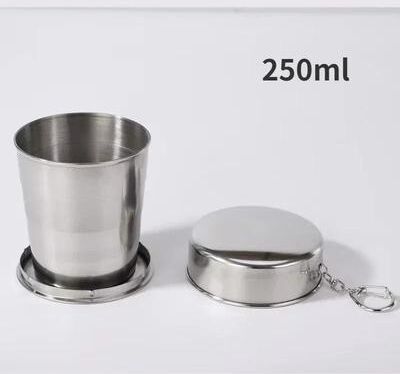 Uplift Essentials Stainless Steel Retractable Folding Cup And Portable Camping Teaware 250ml