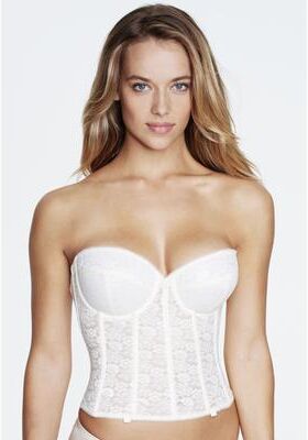 Plus Size Women's Annabel Strapless Lace Longline Bridal Bra Intimate Apparel by Dominique in Bone (Size 38 A)
