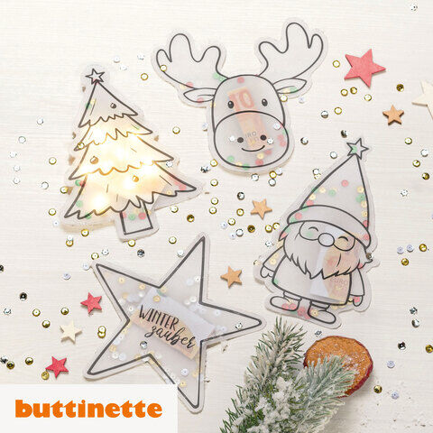 Bastelanleitung Schüttelkarten aus Transparentpapier "Weihnachten", inkl. Druckvorlagen