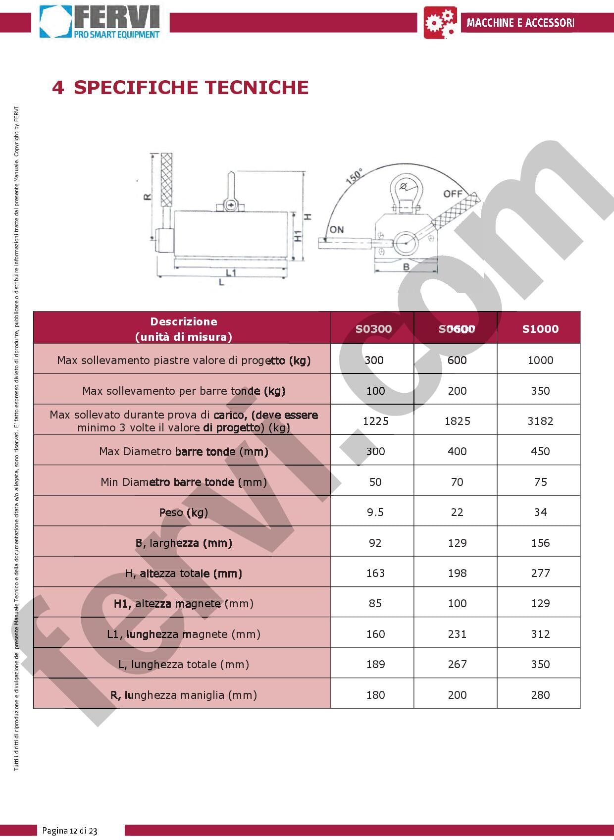 Fervi S0600 Sollevatore magnetico