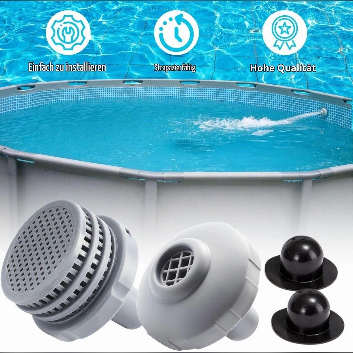 INF Pool-Anschlussset, kompatibel mit Intex-Poolzubehör, mit Sieben und Verschlussstopfen
