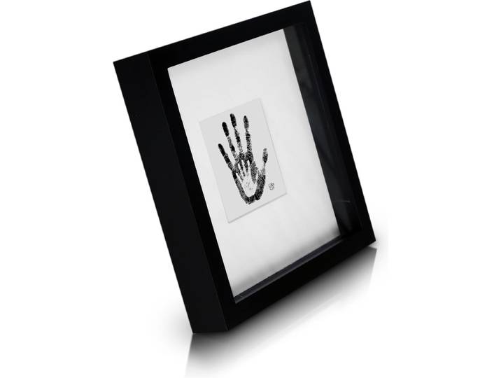 Classic by Casa Chic - Vierkante box-fotolijst van echt hout - Zwart - 23x23 cm en 4\,5 cm diep - Veiligheidsglas - met 10x10 cm passe-partout - 3d objectlijst - Lijstbreedte 2cm