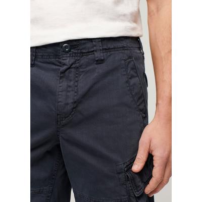 Cargobermudas SUPERDRY "CORE CARGO SHORT", Herren, Gr. 30, N-Gr, blau (eclipse navy), Web, Obermaterial: 100% Baumwolle, unifarben, straight fit knielang, Hosen, Straight Fit, mit Reißverschluss und 1-Knopf-Verschluss, knielang