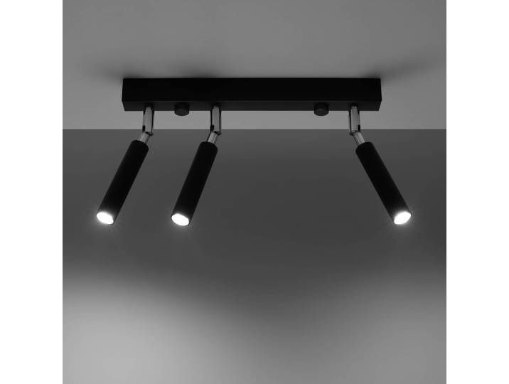 Deckenstrahler Nicanor, schwarz/chrom, 35 cm, 3-flg. Nicanor SOLLUX LIGHTING, dimmbar, schwarz, für Wohn- / Esszimmer, Metall, Strahler