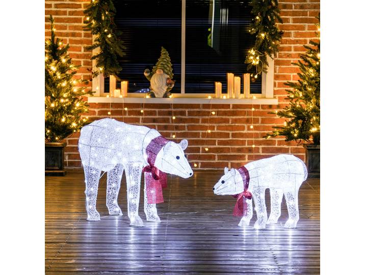 Outsunny Ours Polaires Noël 2 Pièces 140 LED Int/Ext Étanche