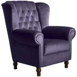 OHRENBACKENSESSEL Katreen Bezug Samtvelours Buche nussbaum dunkel / purple