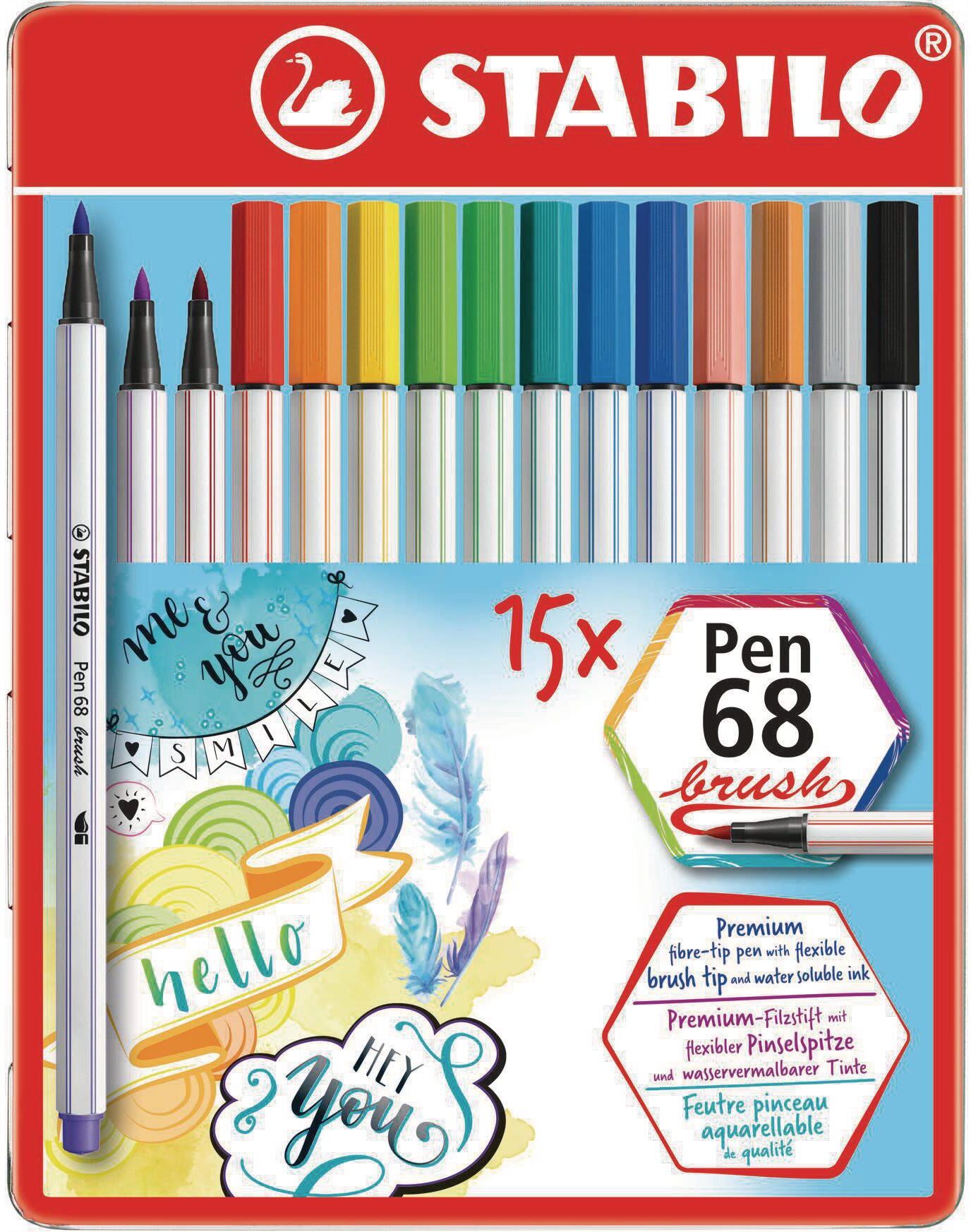Faserstift STABILO "Pen 68 15 Stück", bunt, Kunststoff, Stifte, Faserstift, Deckend bunt Einheitsgröße