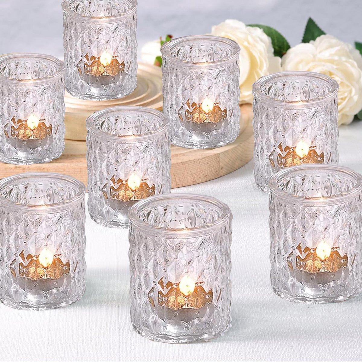Set van 6 heldere glazen theelichthouders voor decoratie