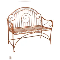 DELUKE Gartenbank RAGNA - 112cm Breit, Stahl, Rostbraun | Terrassenbank Wetterfest Sitzbank Outdoor Bank