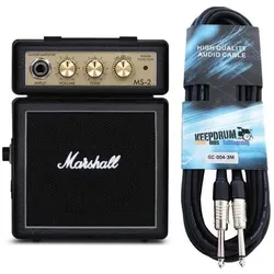 Marshall Gitarren-Verstärker MS-2 Micro Stack mit Kabel (Gitarre, 1 W), Instrumentenverstärker, Schwarz