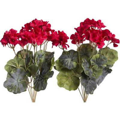 Kunstblume BOTANIC-HAUS "Geranienbusch", rot, B:22cm H:37cm T:22cm Ø:22cm, Kunststoff, Kunstpflanzen
